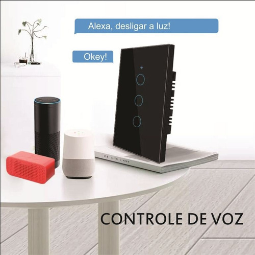 Interruptor Inteligente Touch 3 Botões/teclas Com Wifi Preto
