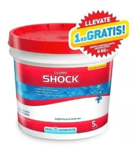 Shock Cloro Disolución Instantánea 5kg + 1kg Regalo Clorotec