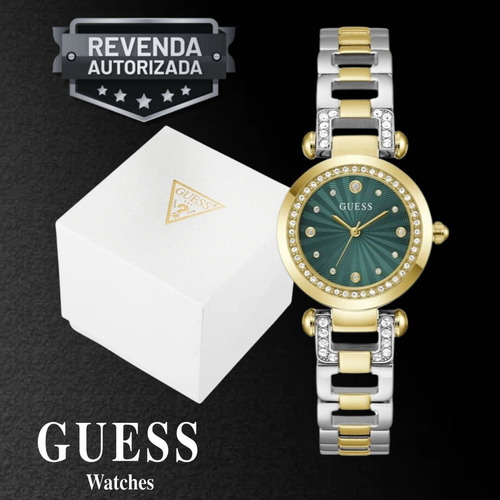 Relógio Feminino Guess Bicolor Analógico Cristais Original