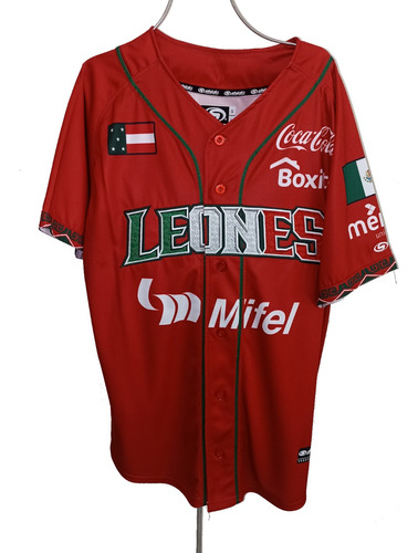 Jersey Beisbol Leones Yucatán Utilería Jugador Rojo Tricolor