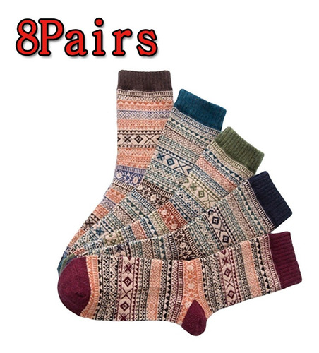 5 pares de mujeres en clima frío cálido cálido y grueso equipo de lana Casual invierno lana calcetines 