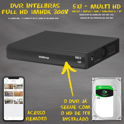 Imagem 2 de 6 de Kit 6 Câmeras Segurança 1220b Intelbras Full Hd 1080p 3108