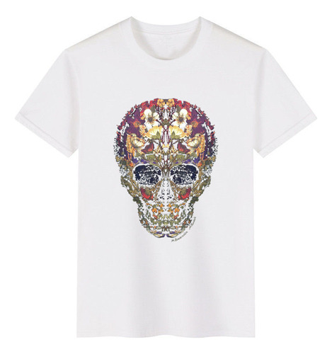 Camiseta Manga Corta Hip Hop Estampado Calavera