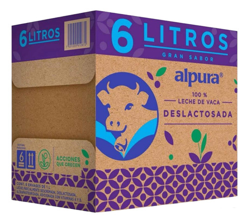 Leche Alpura Deslactosada Caja Con 6 Pzas De 1 L Promo Pack