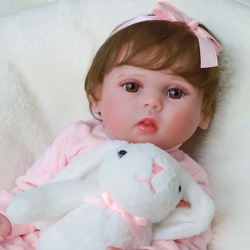 Muñeca Bebé 48cm Reborn Bebé Completo Silicona Vinilo Niña