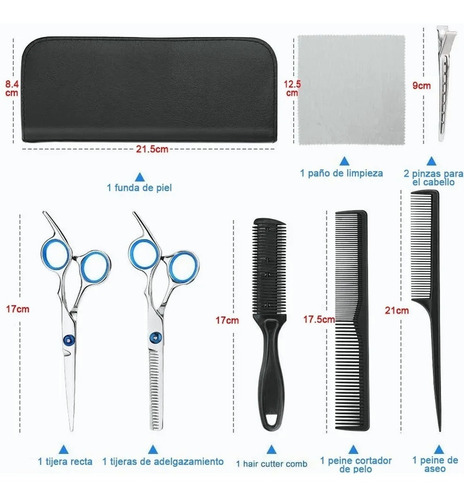Imagen 3 de 9 de Set Tijera Cortar Pelo Entresacadora Cabello Peluquería