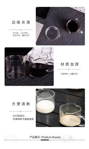 // 2 Tazas Medidoras De Cristal Espresso Con Mango De /