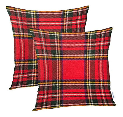 Batmerry Checkered Pillow Covers 18x18 Inch Set Of 2, Royal 