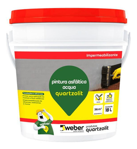 Impermeabilizante Pintura Asfáltica Acqua 18l Quartzolit - P