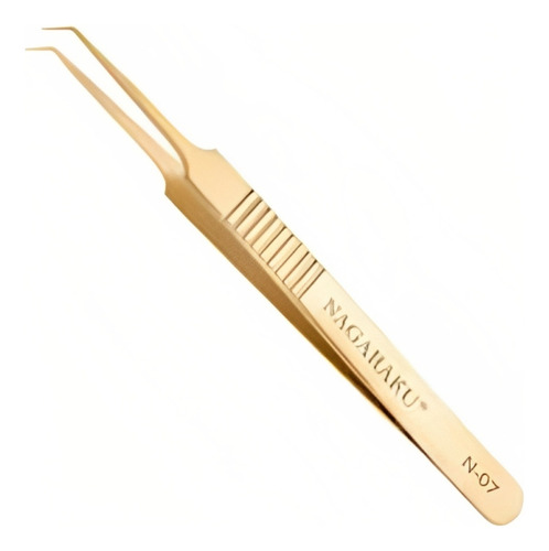 Pinça Nagaraku N-07 Dourada Extensão Cílios Lash Design