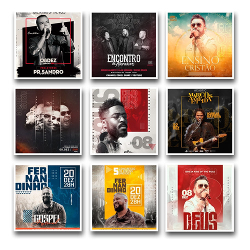 Pack Gospel, Católico, Mil Artes Editáveis No Photoshop Psd