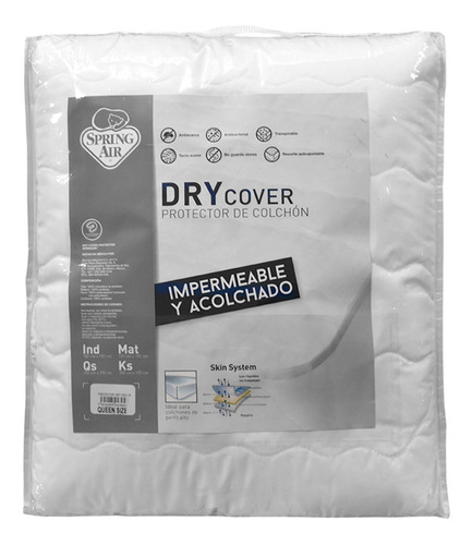 Protector De Colchón Individual Blanco Dry Cover Spring Air