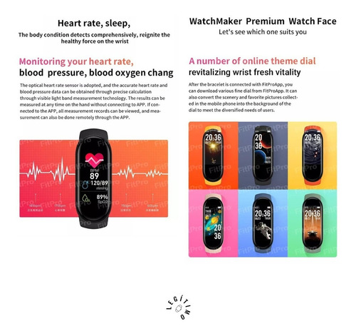 Imagen 5 de 10 de Smartband M6 Rosa Original Versión 2022