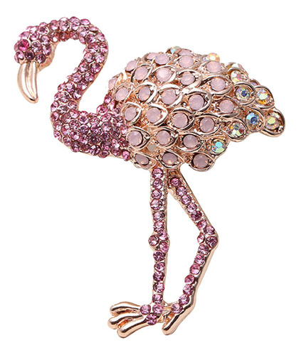 Broche De Cristal Rosa Con Forma De Flamenco, Accesorio De M