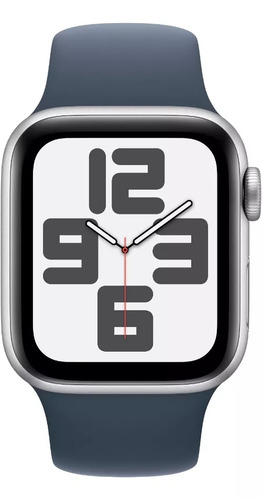 Apple Watch SE GPS (2da Gen) • Caja de aluminio color plata de 44 mm • Correa deportiva azul tormenta - M/L - Distribuidor Autorizado