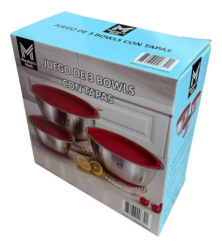 De Bowls Con Tapa Member's Mark Rojo 3 Pzas
