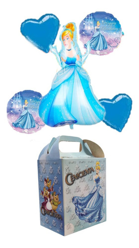 Cenicienta Set Globos Decoracion Más Cajas Dulceras 50 Niñas