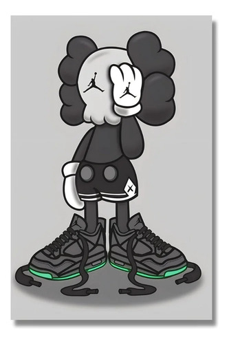 Cuadros Canva Kaws Jordans/gris 100x140 Hd