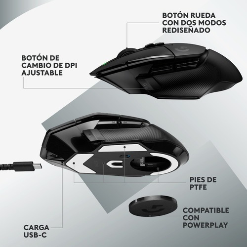 Mouse Logitech Hero G502 Series G Lightspeed Con Bluetooth Color Negro