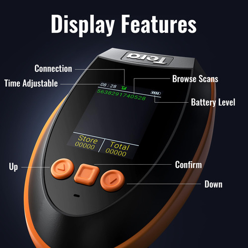 Barcode Scanner Tera Wireless W/ Screen Pro 1d 2d Qr Hw0009