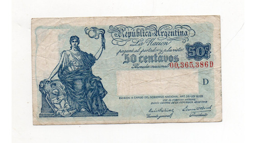 Billete 50 Centavos Moneda Nacional Progreso Bottero 1802
