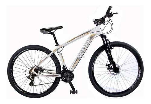 Mountain bike Sutton Gold aro 29 17" 24v freios de disco hidráulico câmbios Shimano Tourney TX50/51 Top Gr y Shimano Altus cor branco