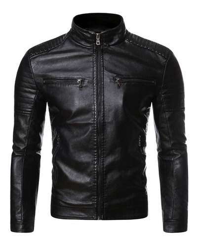 Chaqueta Motera De Cuero Para Hombre