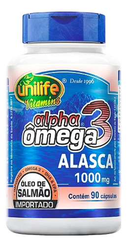 Omega 3 Alpha Alasca 1000mg (90 Cápsulas) Unilife 