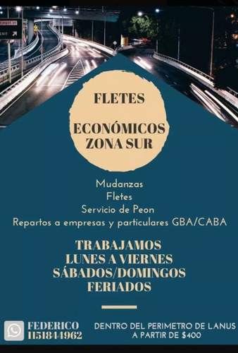 Imagen 1 de 5 de Fletes Económicos Caba Y Zona Sur Lanus Avellaneda Y Lomas 