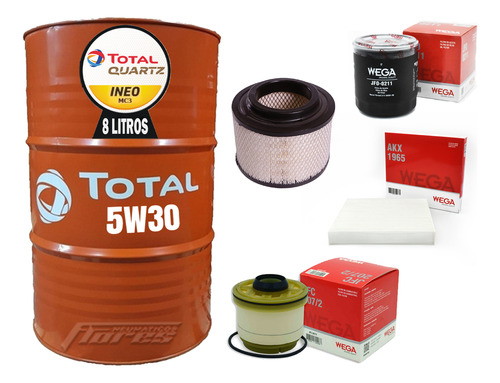 Cambio Aceite Total 5w30 + Kit Filtros Toyota Hilux 3.0 Tdi