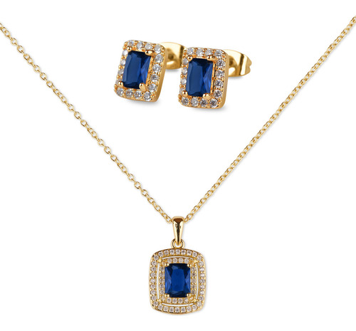 Set Joyería Mujer Collar Aretes Mamá Navidad Luckyly Color Azul
