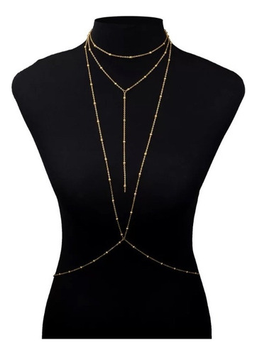 Body Chain, Corrente De Corpo, Max Colar, Sexy, Luxo, Verão Cor Dourado Multicamadas