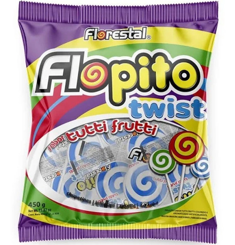 Pirulito Psicodélico Azul E Branco Flopito Twist - 450g