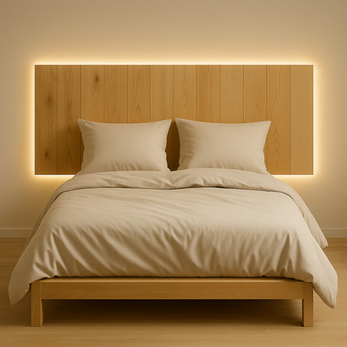 Cabeceira Wood De Madeira Pinus 240cm 12 Ripas Rústico Marrom