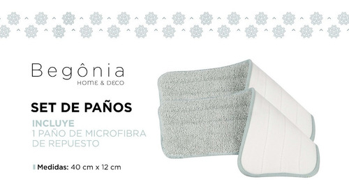 Trapeador Mopa Spray + Repuesto De Microfibra Extra Begônia