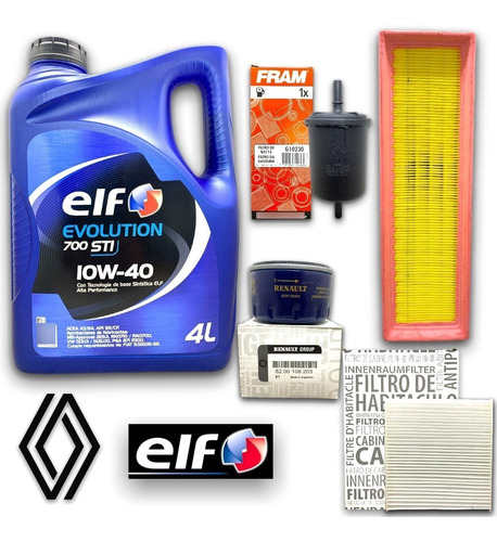 Kit Service 4 Filtros + Aceite Elf Logan Sandero 1.6 8v K7m