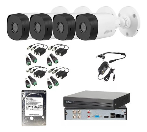 Kit 4 Cámaras 1080p Dahua Vigilancia Dahua 500 Gb Baluns