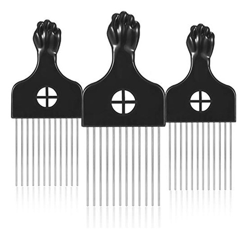 3 Paquetes Peine Afro Peine De Metal Peine Afro Trenza Pick