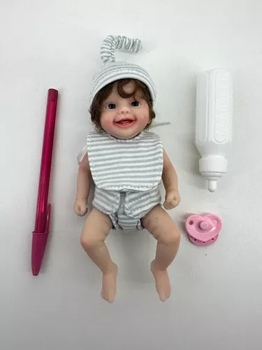 Mini Bebê Reborn Silicone Sólido Menino.