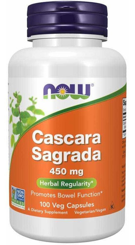 Cascara Sagrada 450 Mg, 100caps, Now, Sabor Neutro