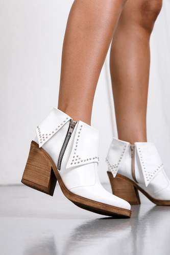 Botas Texanas Mujer Caña Doblada Taco Alto Tachas Kansas