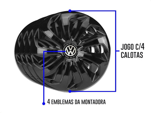 Imagem 5 de 6 de Jogo 4 Calotas Velox Aro 14 Preta Vw Gol G1 G2 G3 G4 G5 G6 G7 Up! Saveiro Fox Polo