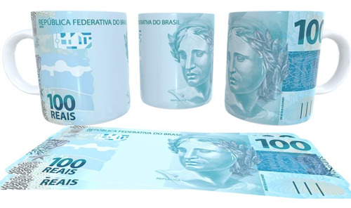 Caneca Em Porcelana Personalizada Nota De 100 Reais-r$100,00