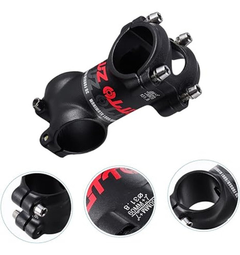 Stem Ztto Bicicleta 7° X 60mm. Para Manubrio 31,8 Logo Color Negro Largo 60 Cm