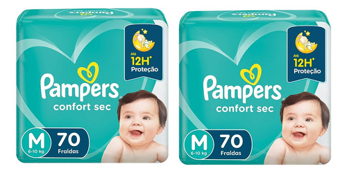 Kit 2 Pacotes Fralda Pampers Confort Sec M 70un - P&g