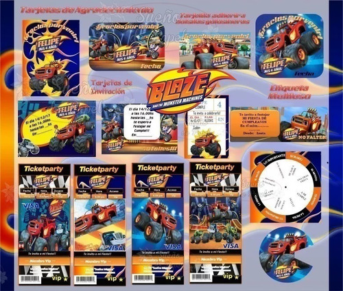 Kit Imprimible Blaze And The Monster Machine Candy Editable