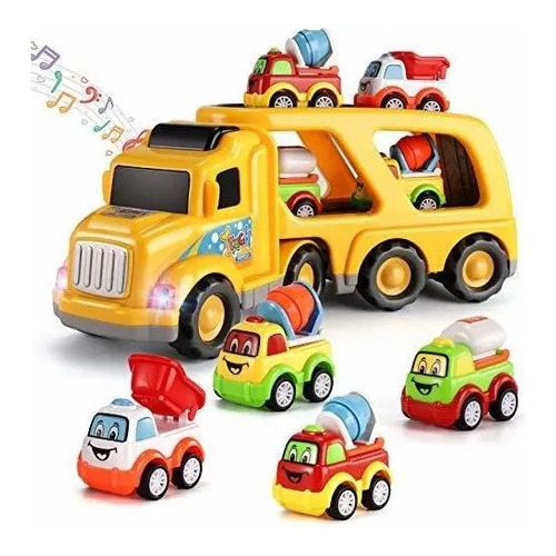 Temi 5-in-1 Friction Power Toy Vehicle In Carrier Truck,
