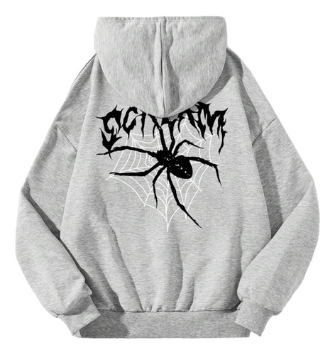 Hoodie Araña Scream Telaraña Impreso Espalda Sudadera Trendy