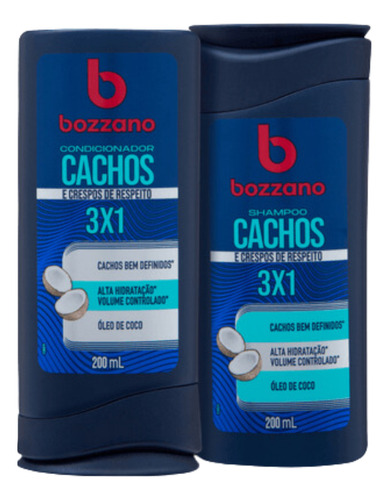 Kit Shampoo Condicionador Cachos Masculino Bozzano 200ml