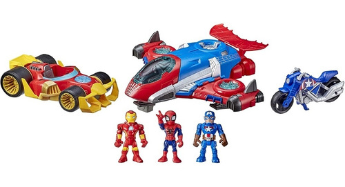 Sep De 3 Figuras Marvel Con Sus Vehiculos